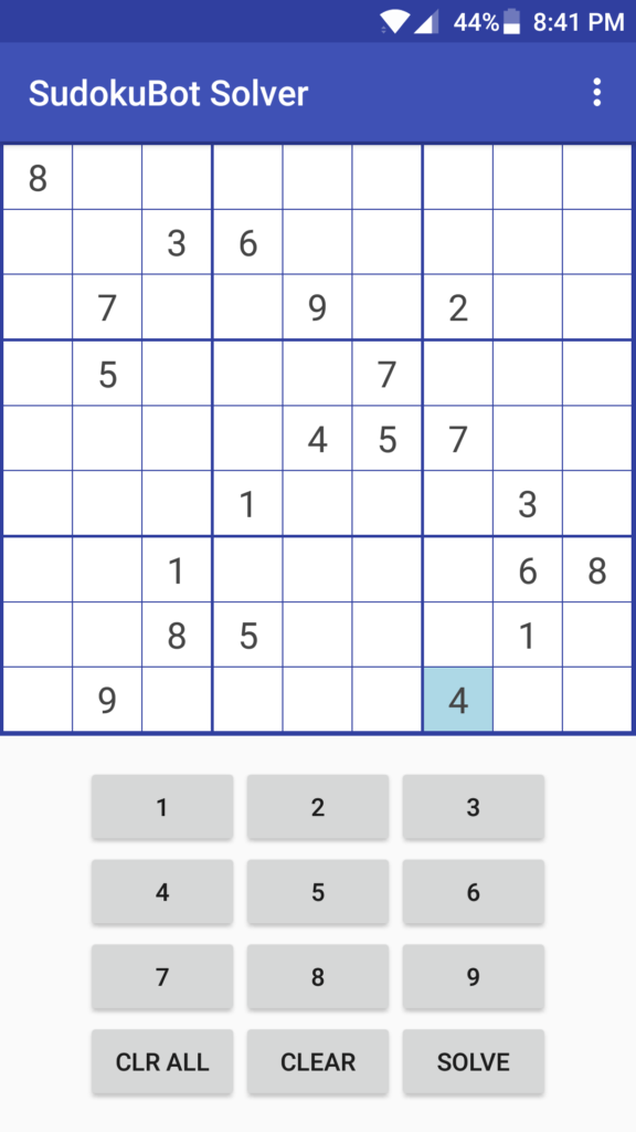 The unsolved sudoku