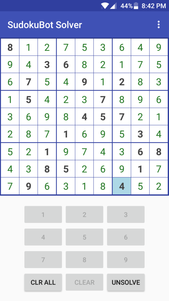 The solved sudoku