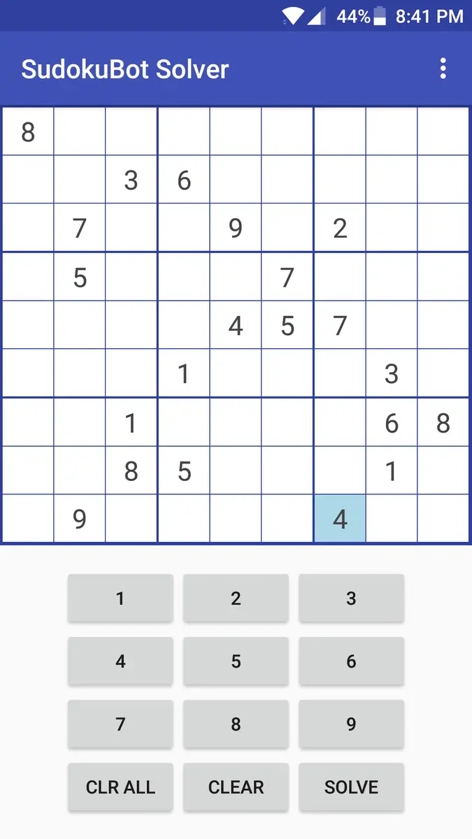 The unsolved sudoku